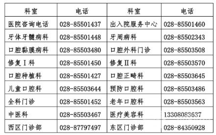 华西口腔医院价格表